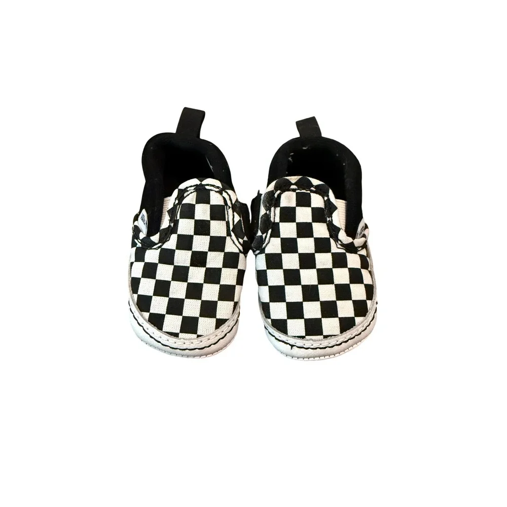Vans Classic Slip-On Crib Black White Checkerboard Infant Shoes Size 3.0